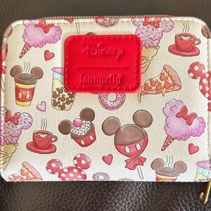 Disney Loungefly Snacks Print Wallet New With Tags Mickey Cupcake Pizza Donut